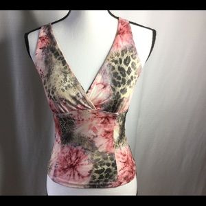 PEZZI Pink Floral Sports/Dance Stretch Tank Size S